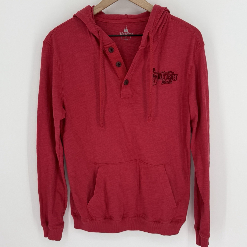 Walt Disney World Parks Red Hooded Pullover Embroidered Women’s Size Small